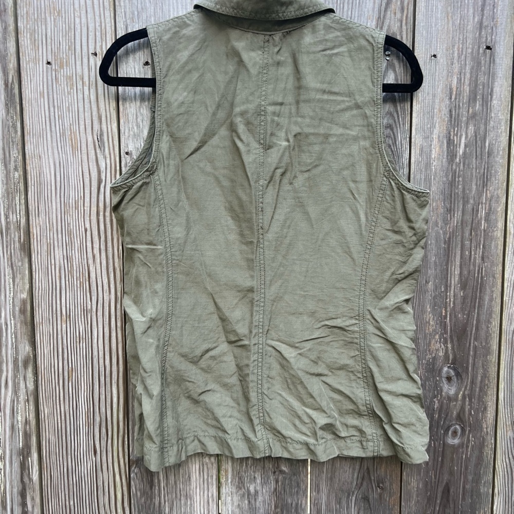 J. JILL Silk and linen Blend Army Olive Green Vest Women’s Small - Picture 7 of 7
